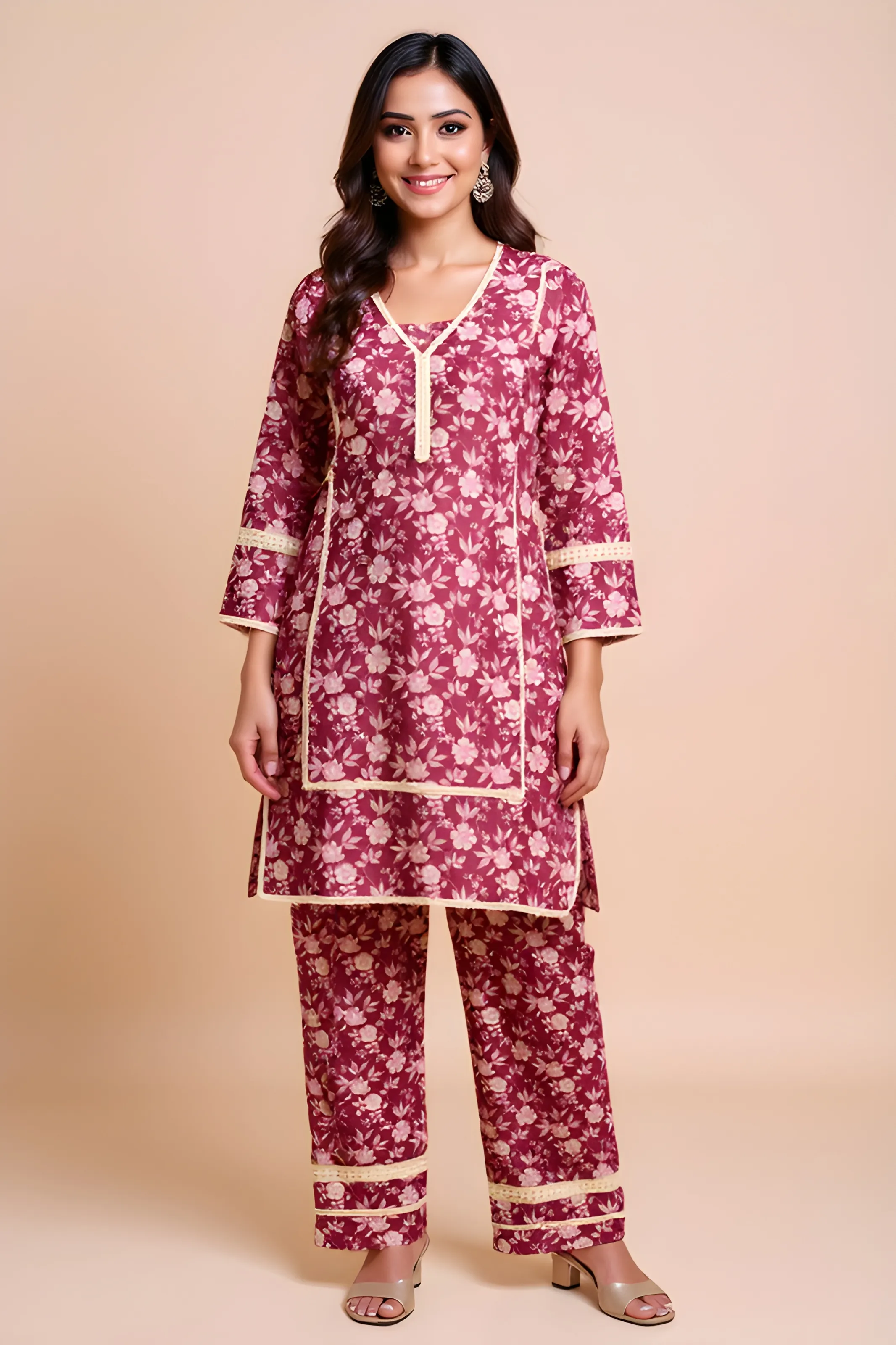 Traditional Print Kurta Set