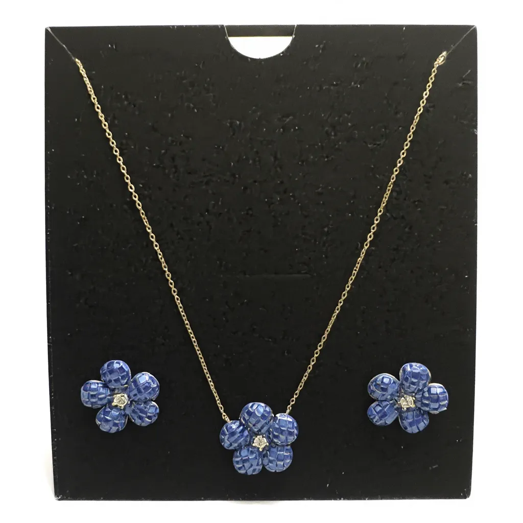 Sapphire Bloom Necklace and Earrings Set view 2