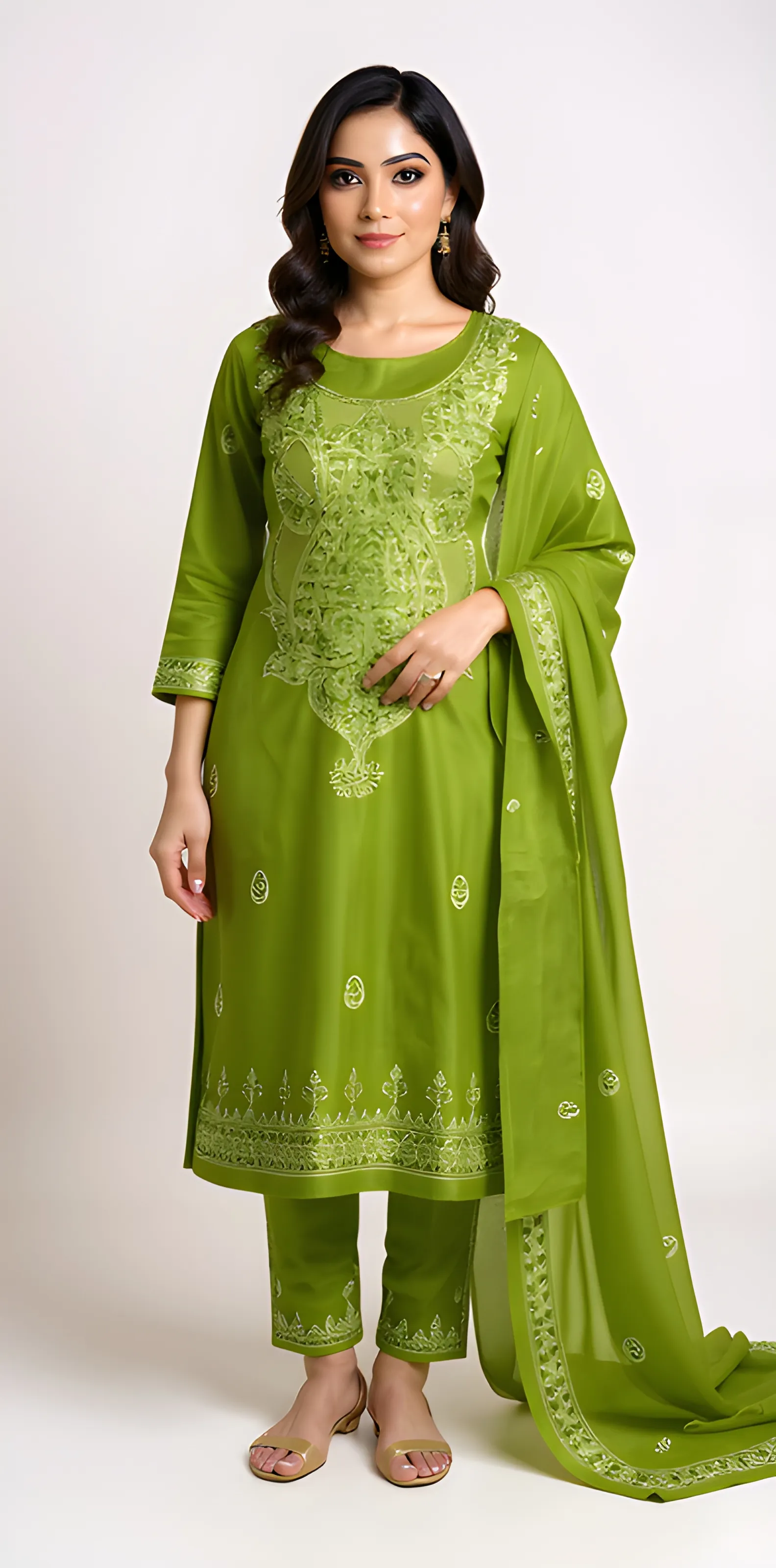 Green Embroidered Salwar Kameez Set