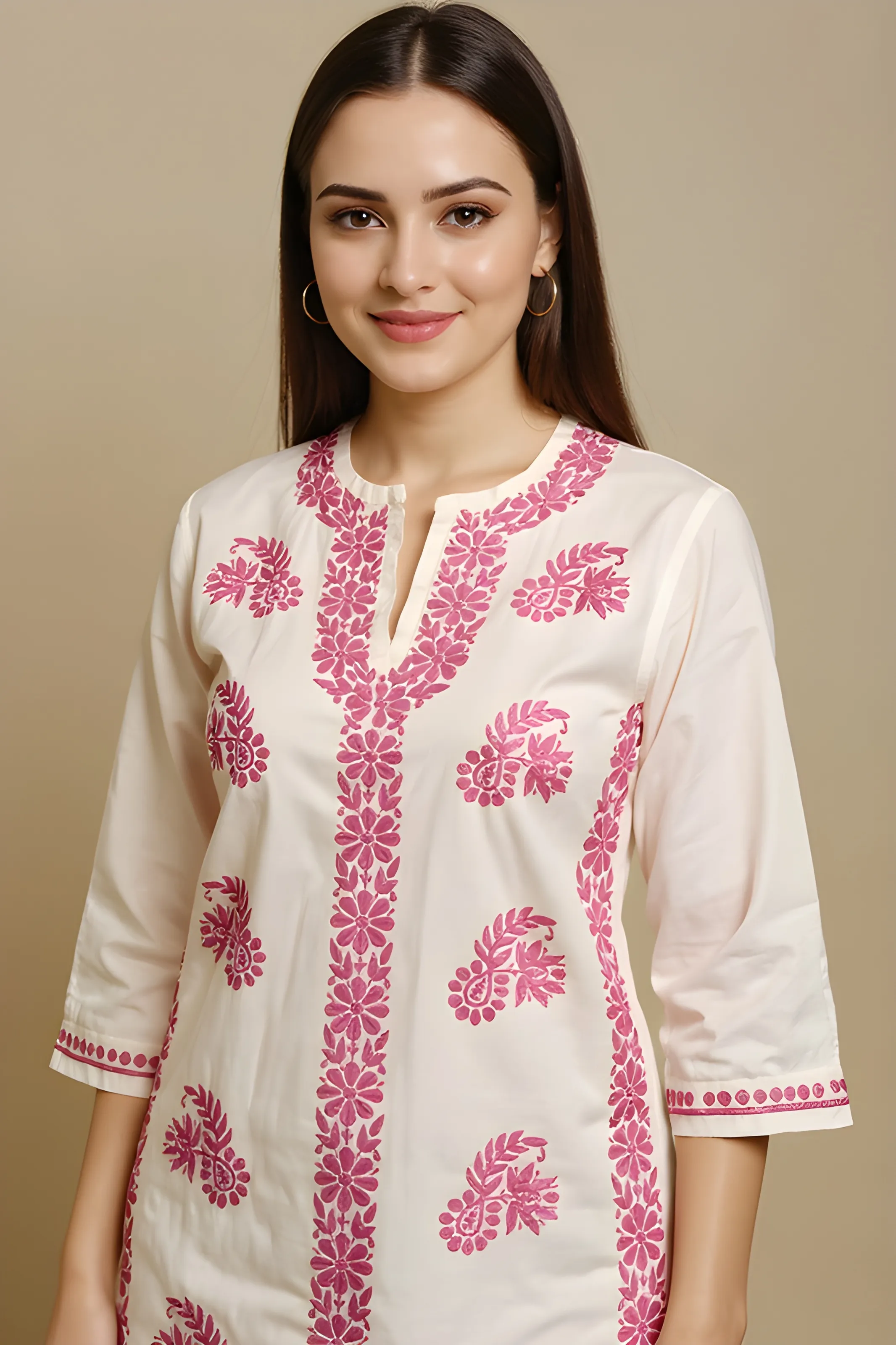 Embroidered Cotton Chicken Kurta