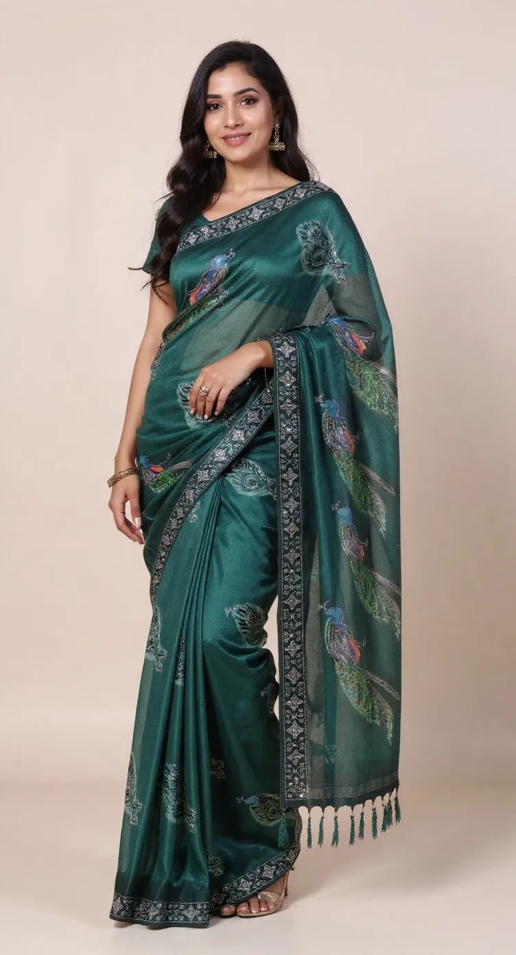 Embroidered Leo Silk Saree