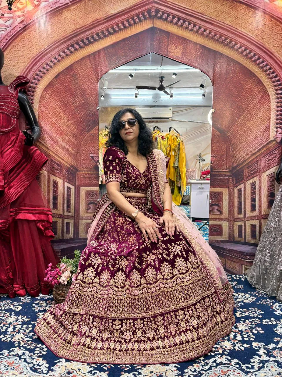 Maroon Embroidered Bridal Lehenga