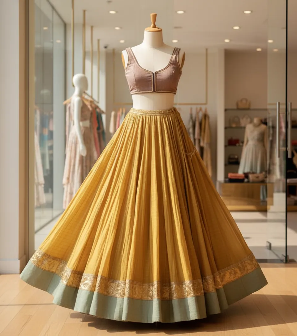 Resha House Metallic Crop Top and Pleated Skirt Ensemble