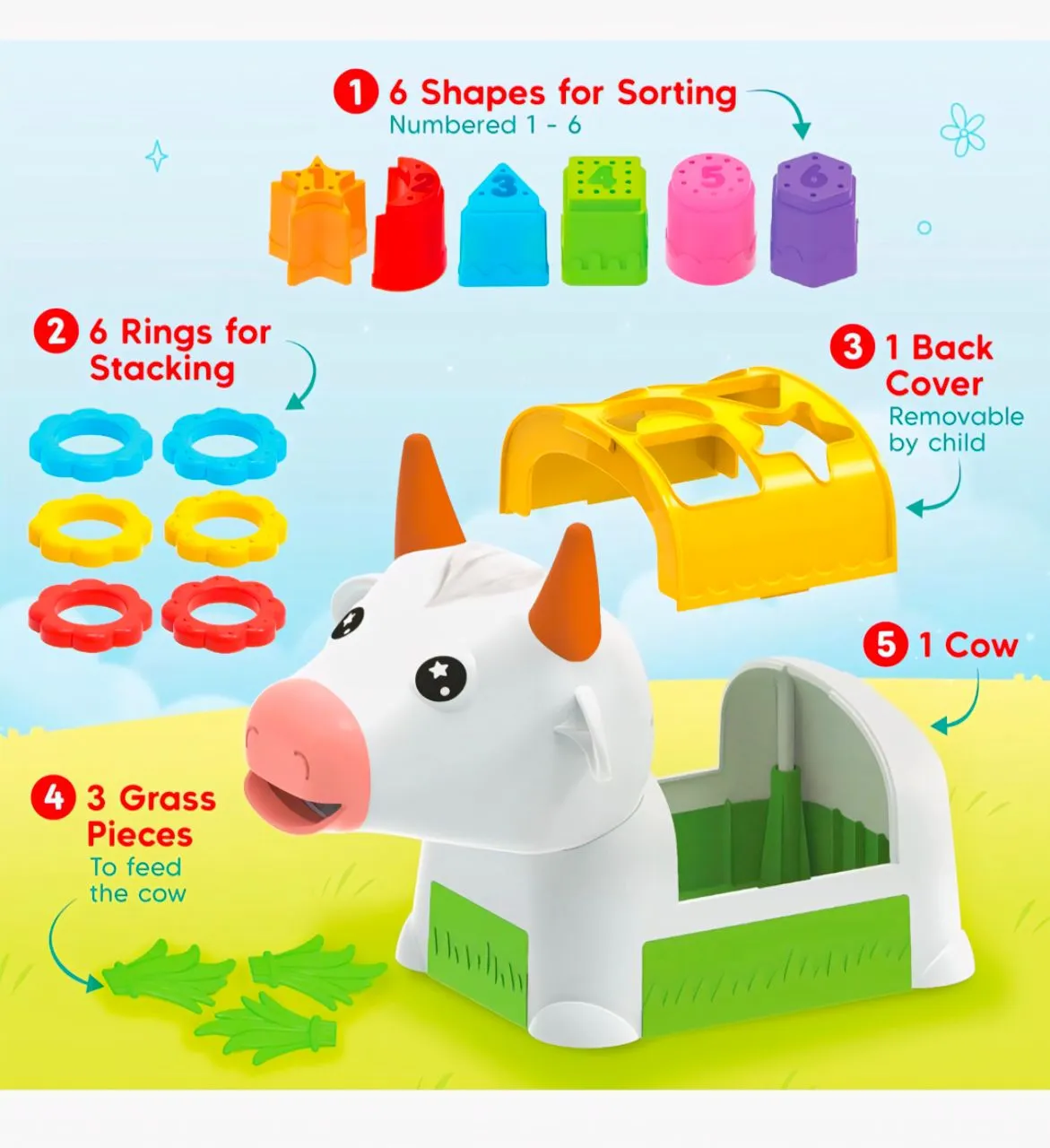 Leaps & Bounds Cow Shape Sorter view 4