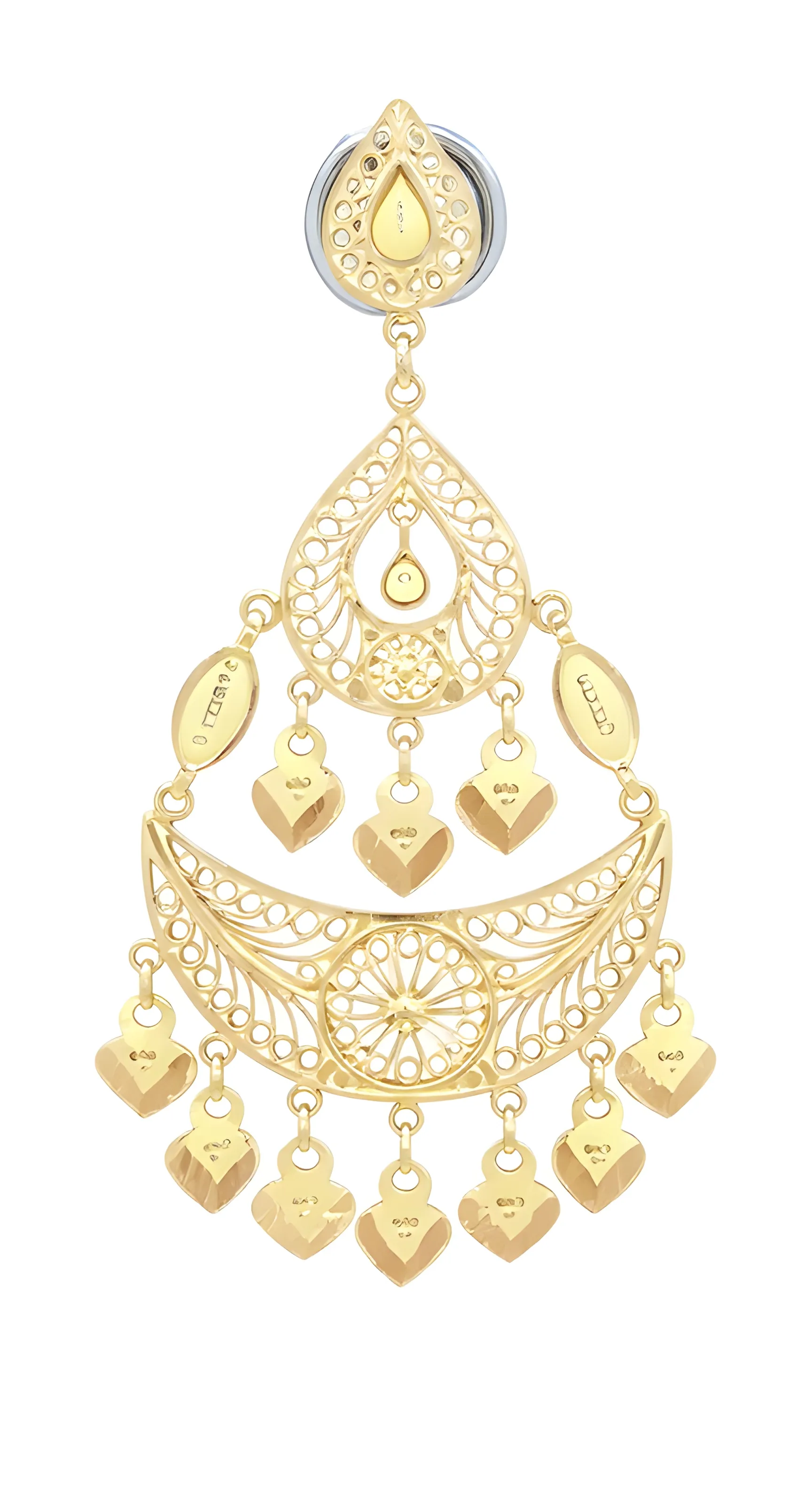 Golden Filigree Chandbali Earrings