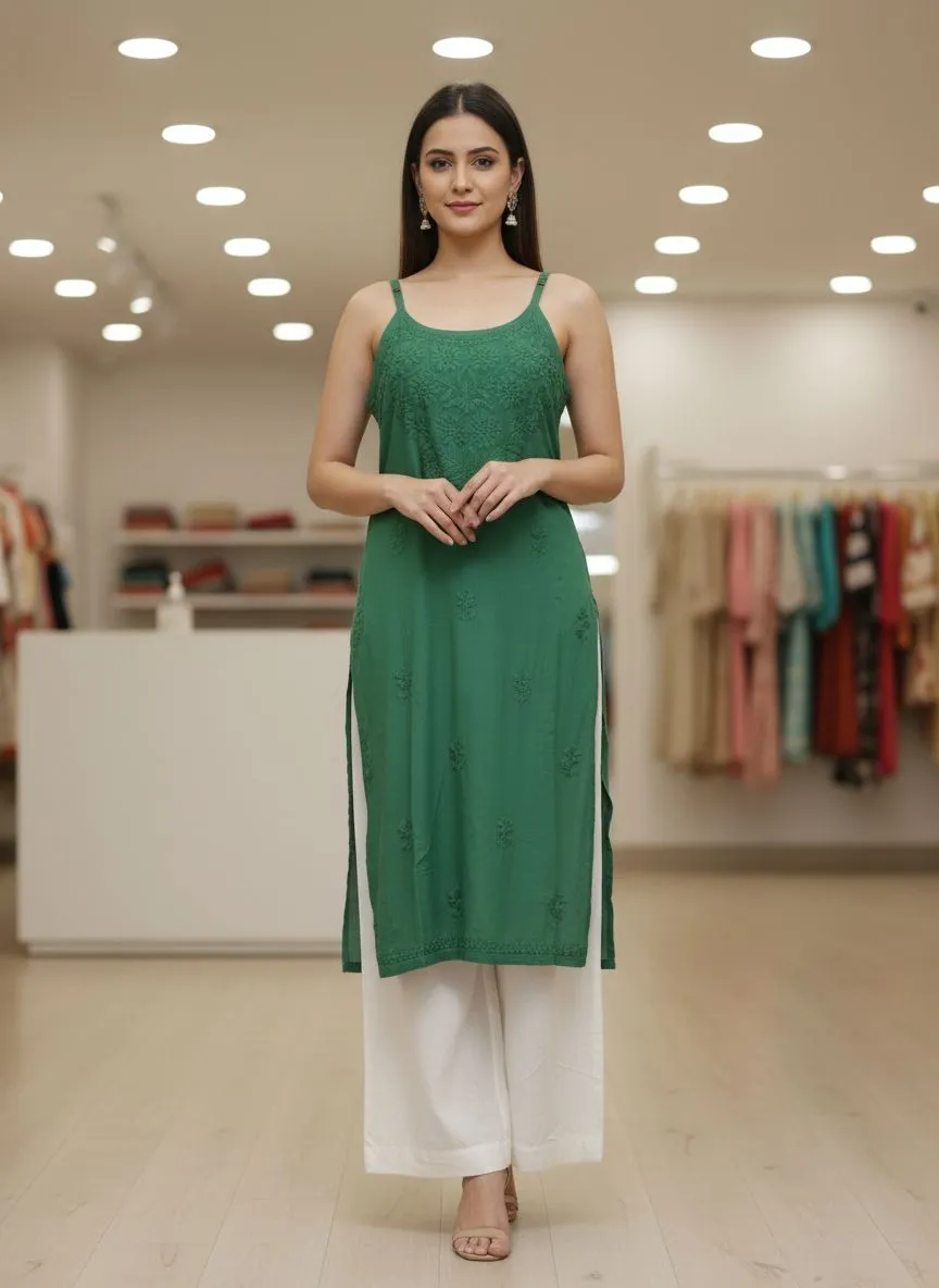 Chikankari Green Kurti