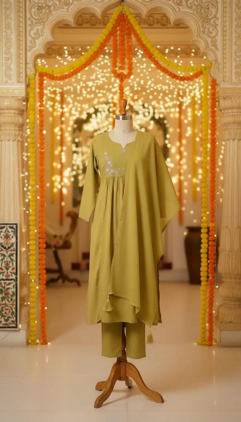 Olive-Green Ethnic Suit