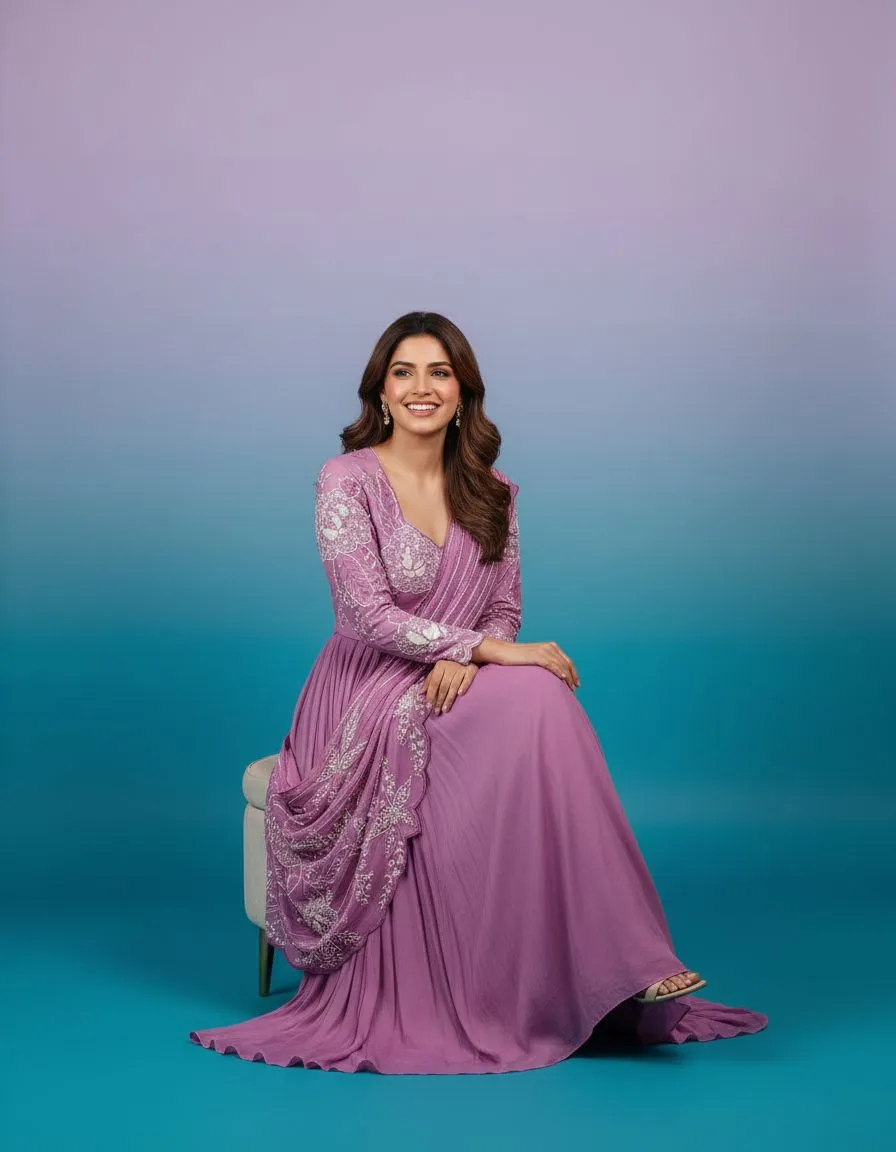 Lavender Embellished Anarkali view 2