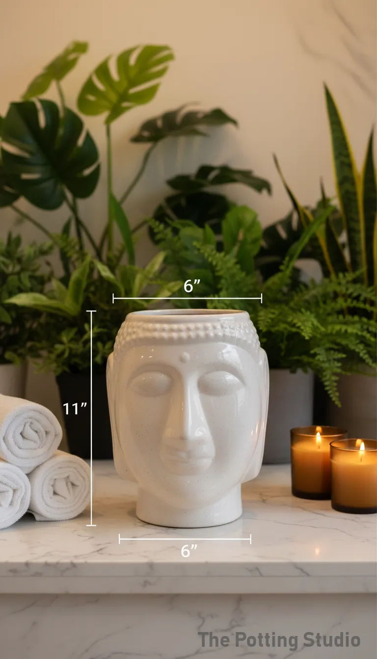 Buddha Head Planter 11"H & 6"W