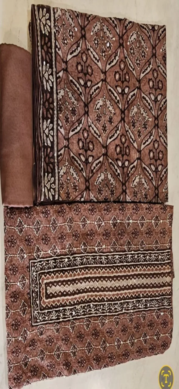 Kantha Work Brown Suit