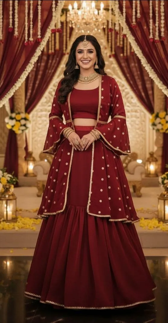 Maroon Pearl Lehenga Set