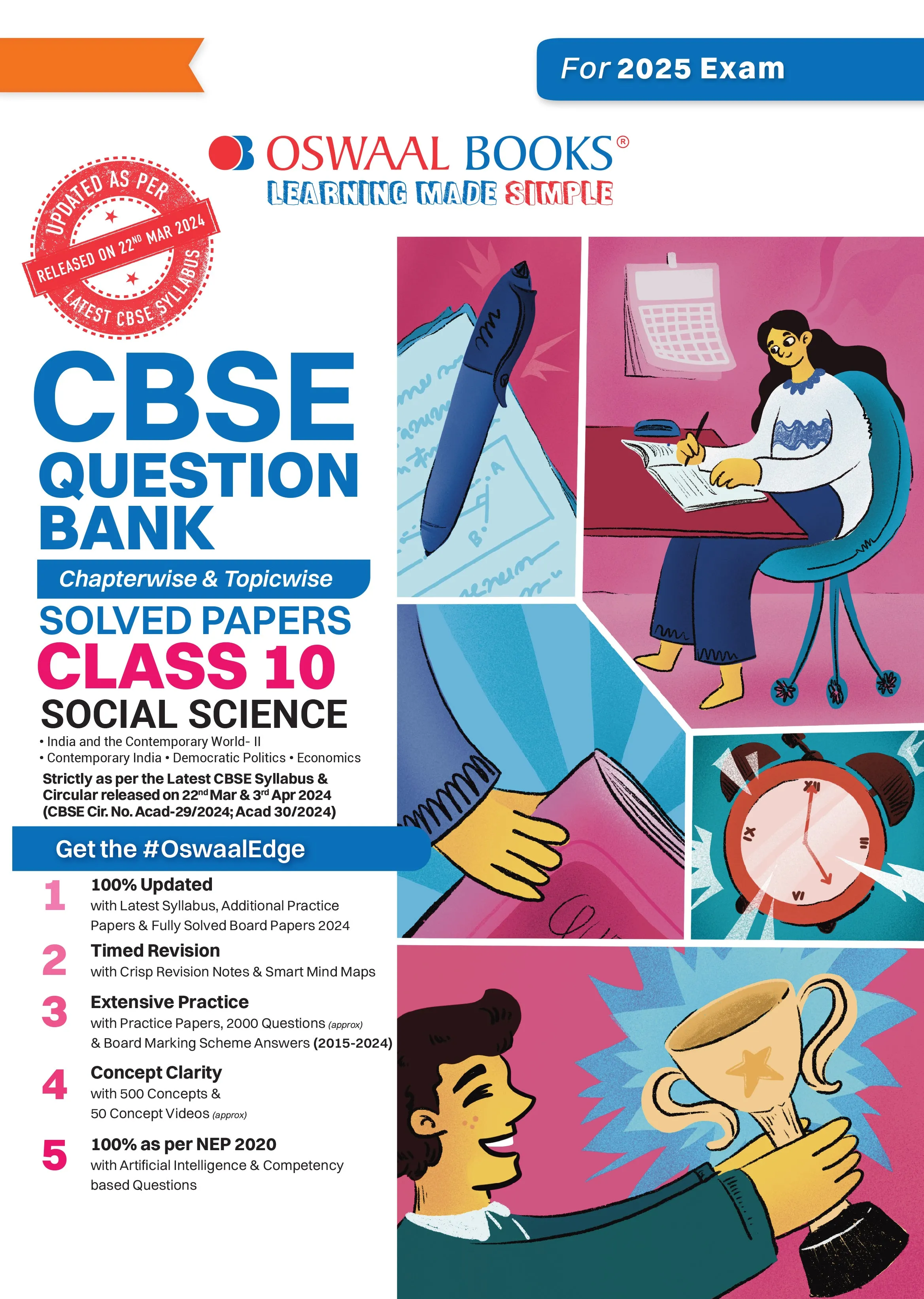 Oswaal CBSE Question Bank  Class 10 Social Science, Chapterwise and Topicwise Solved Papers For Board Exams 2025