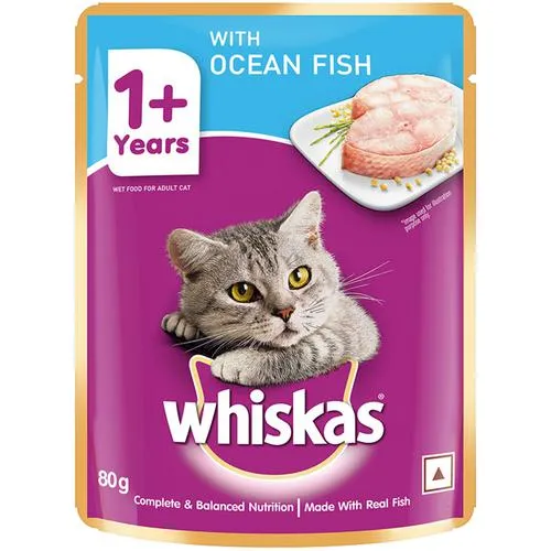 Whiskas Wet Cat Food - Adult 1+ Years Ocean Fish Flavour 80 g