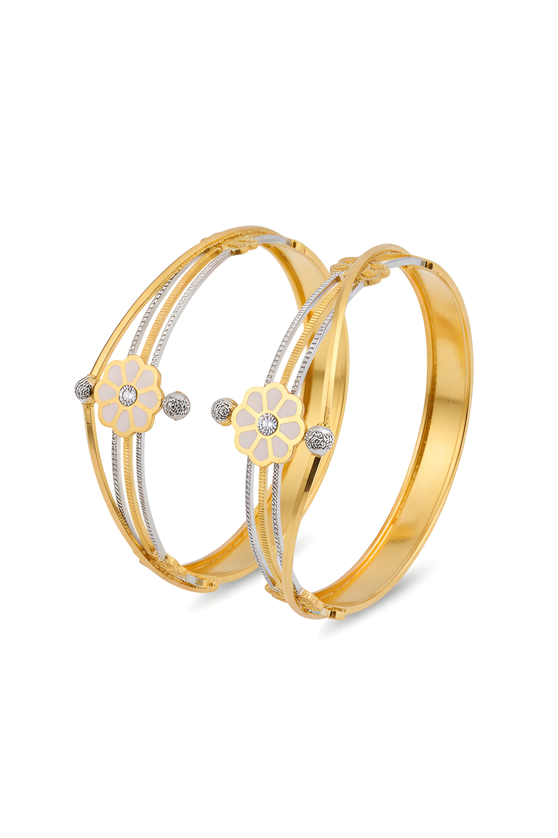 Gold Floral Bangles @