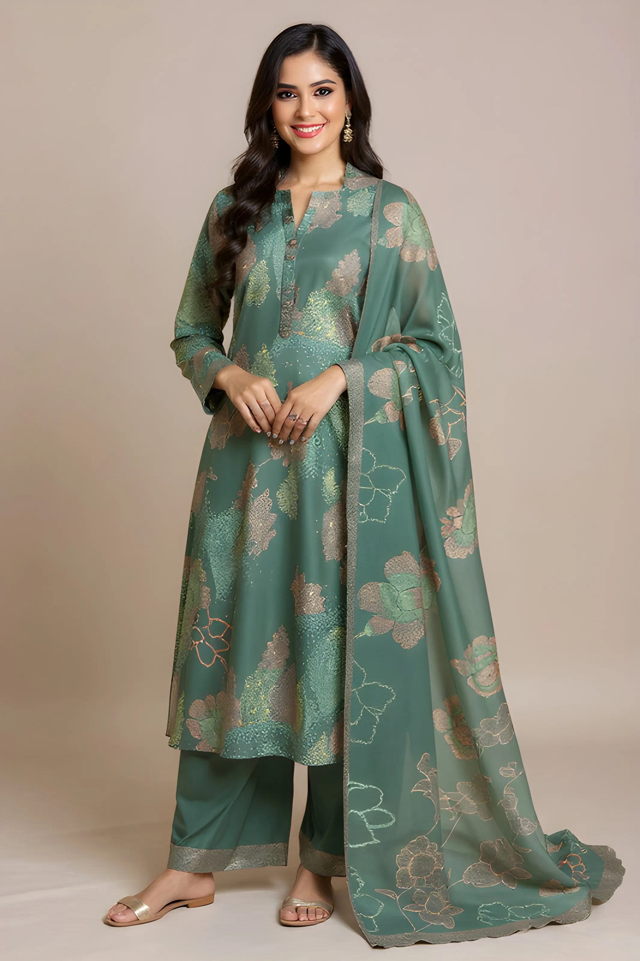 Embroidered Green Saree L TO XXXL