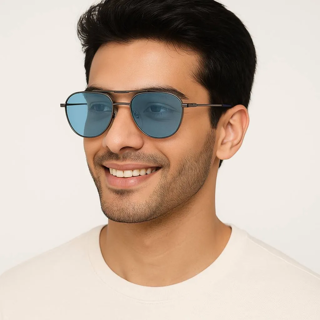 Blue Tinted Aviator Sunglasses