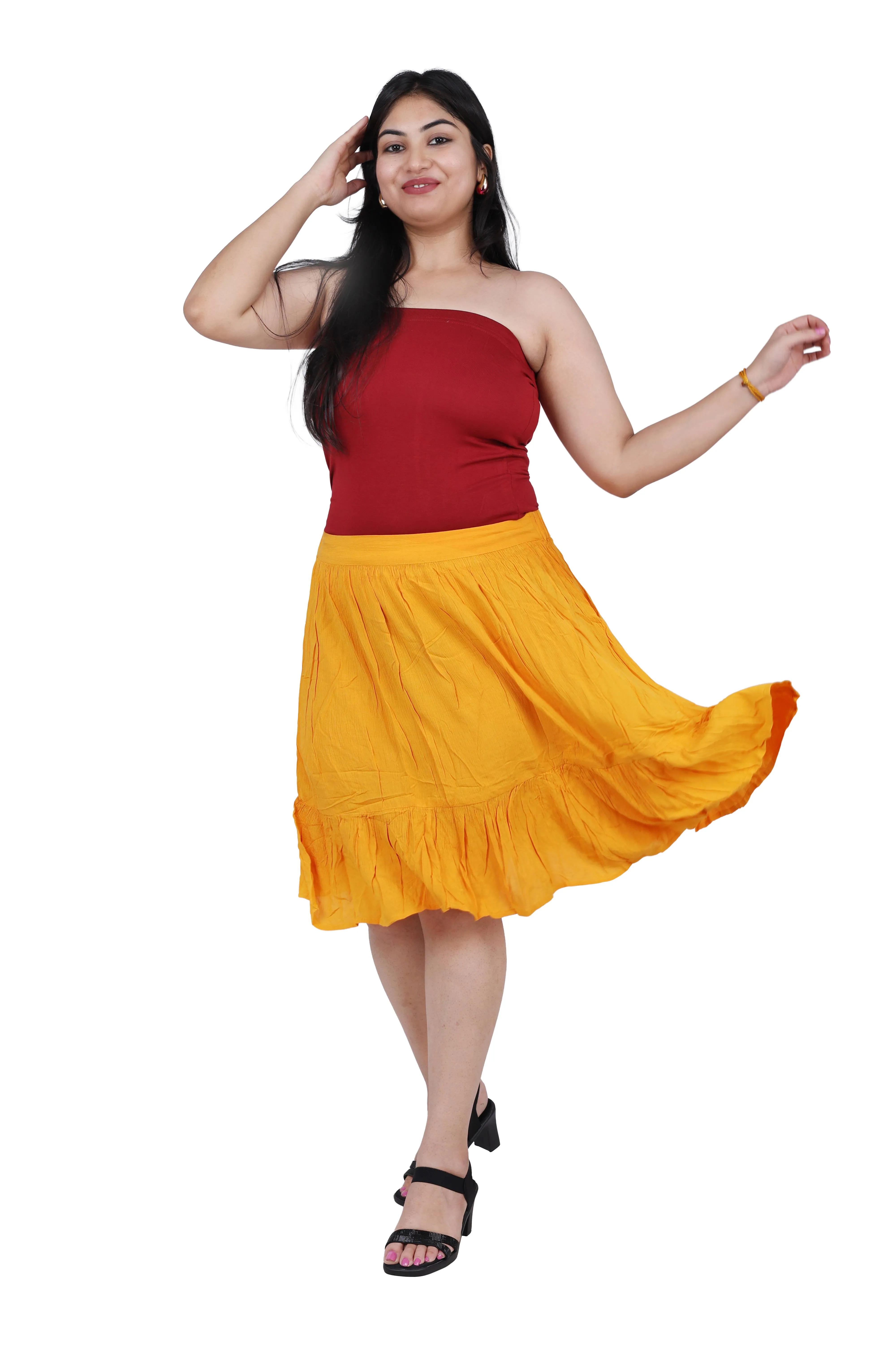 Mustard Yellow Tiered Skirt