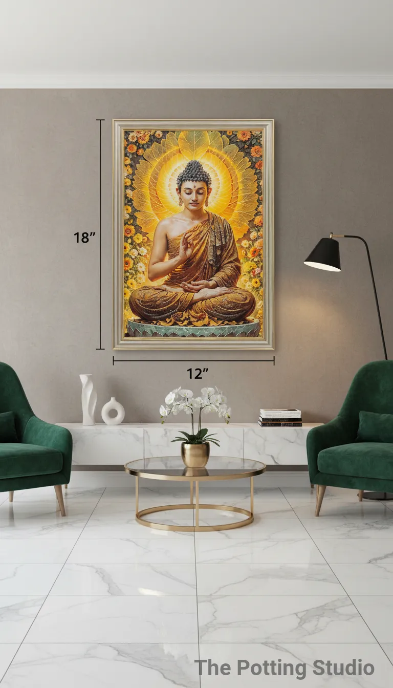 Buddha Meditation Painting 18"H & 12"W