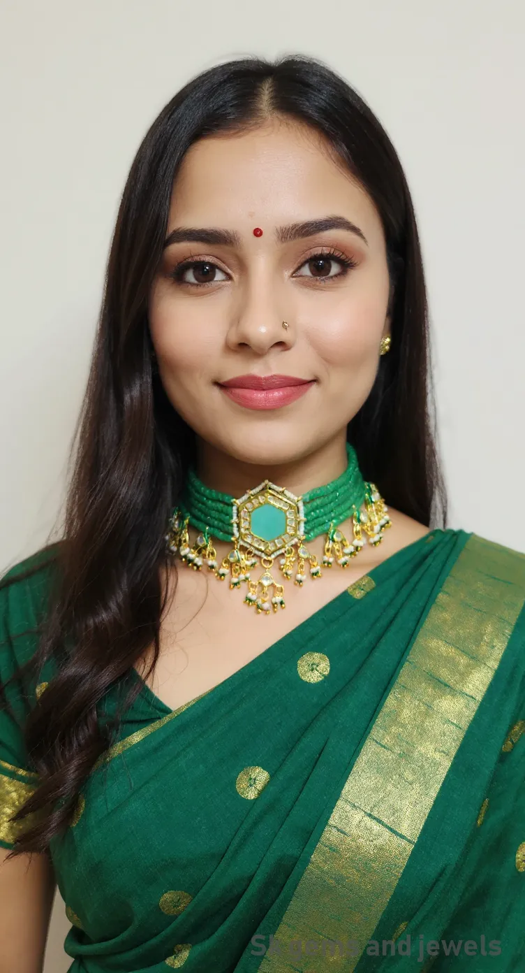 Green Beaded Choker Necklace