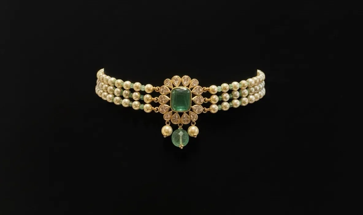 Emerald and Pearl Choker