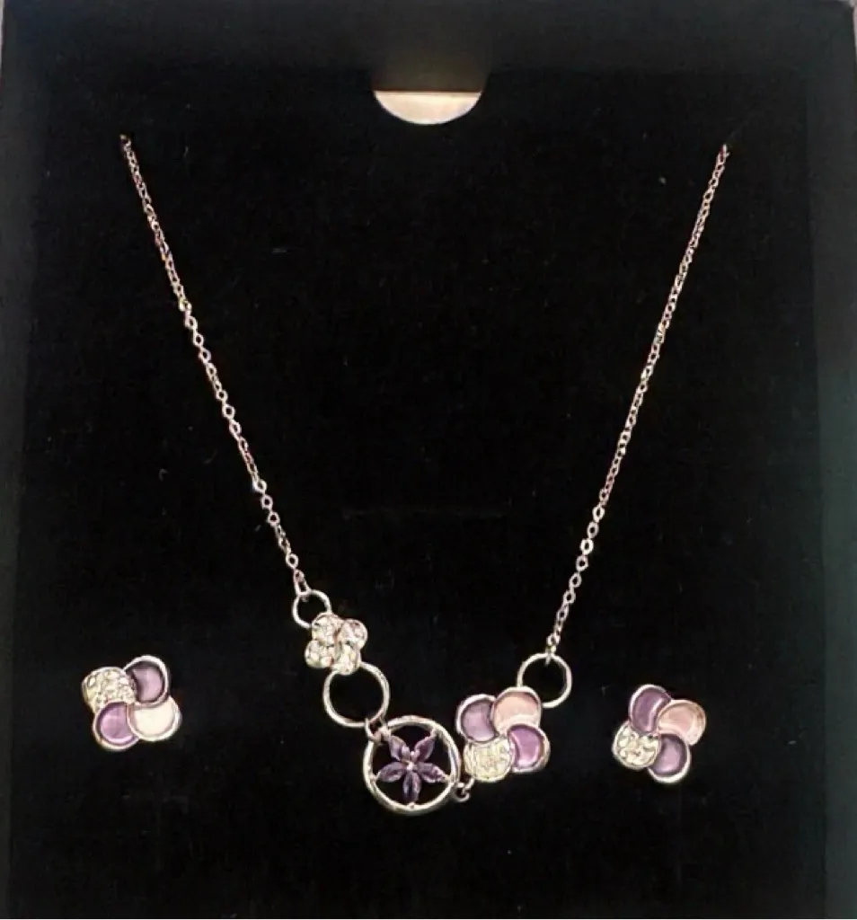 Lavender Bloom Necklace and Earrings Set