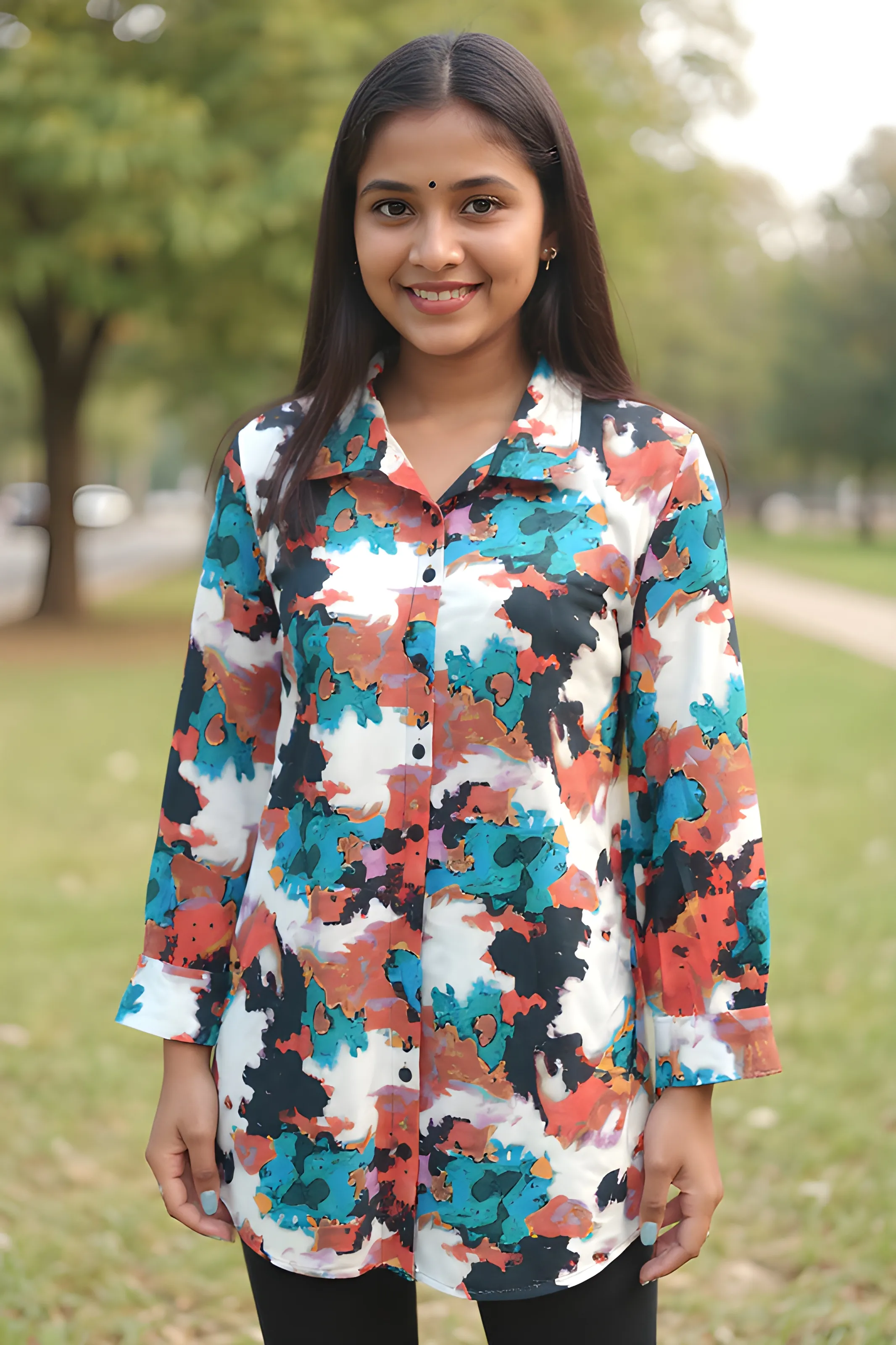 Vibrant Abstract Print Shirt Dress