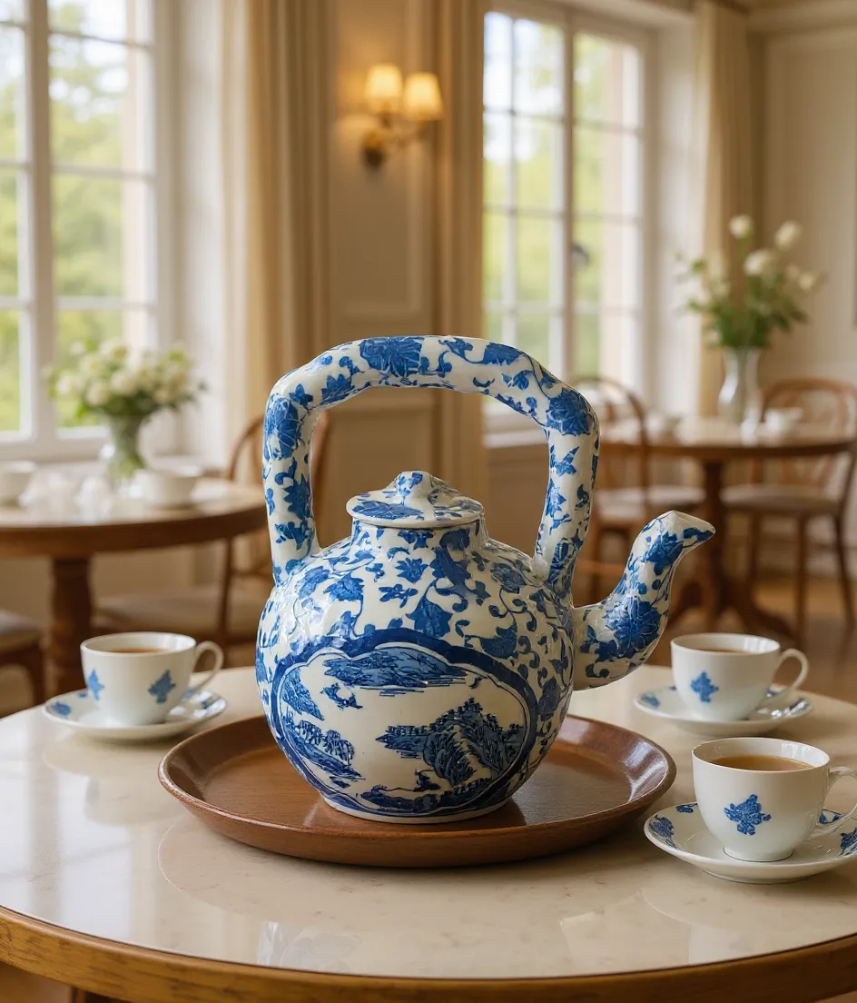 Blue and White Porcelain Teapot