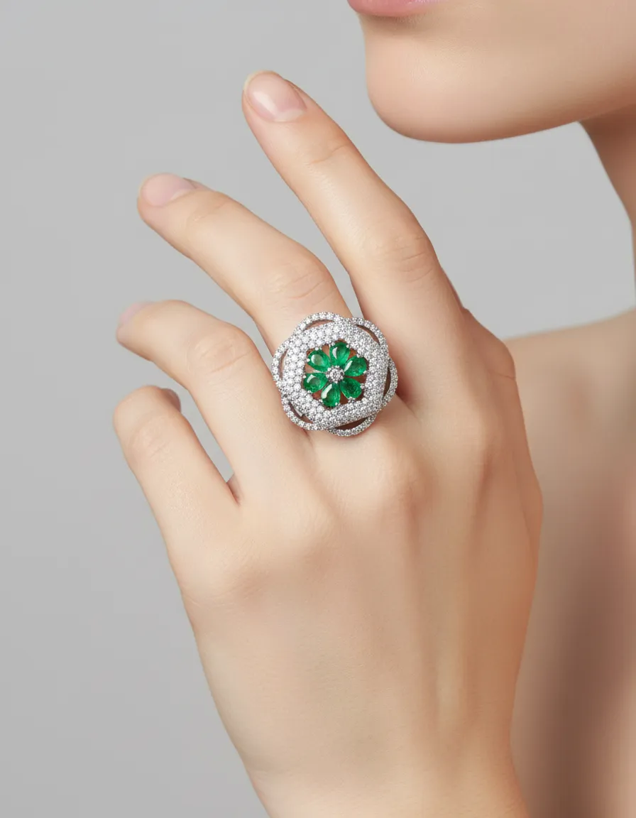 Diamond Look Silver Ring 2
