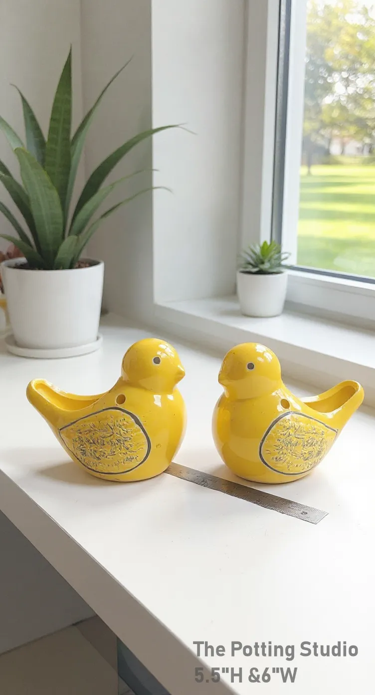 Ceramic Bird Figurines Set Of 2Nos 5.5"H & 6"W