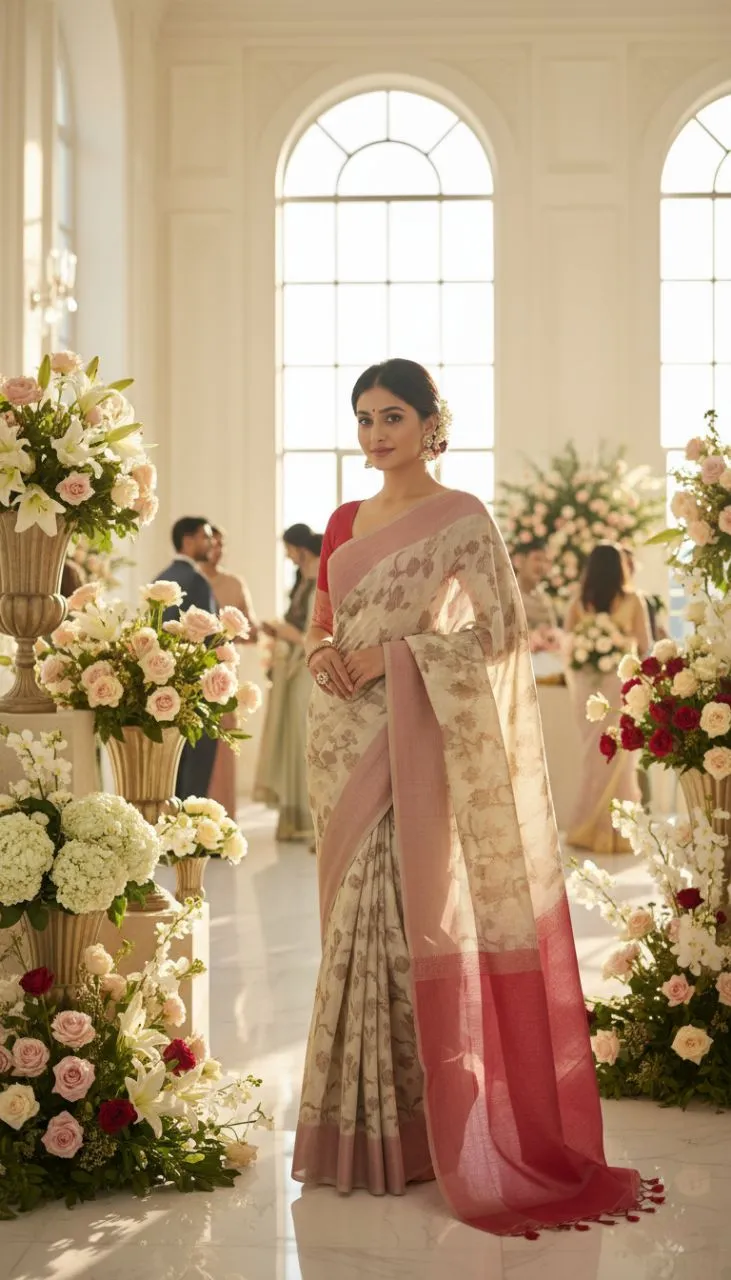 Kichha fabric
Jaal works with resham Saree