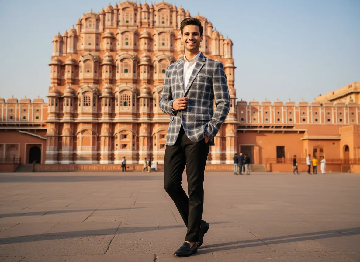 FORTY-2 Blue Plaid Blazer