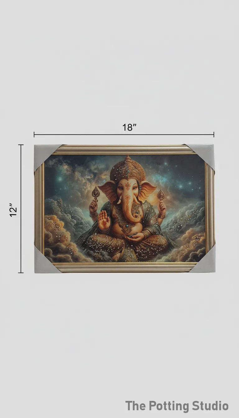 Framed Ganesha Painting 12H & 18"W