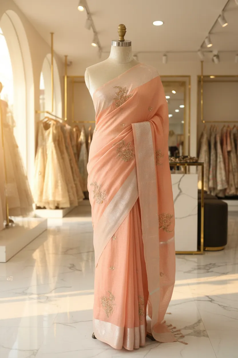Karigari Embroidered Kota Doria Saree