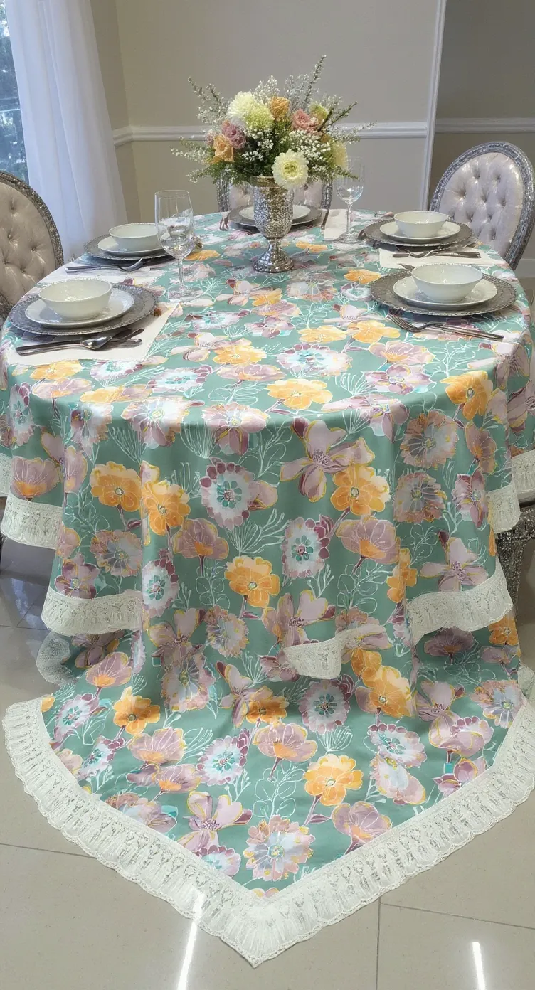 Aqua Colour Dining Table Cover