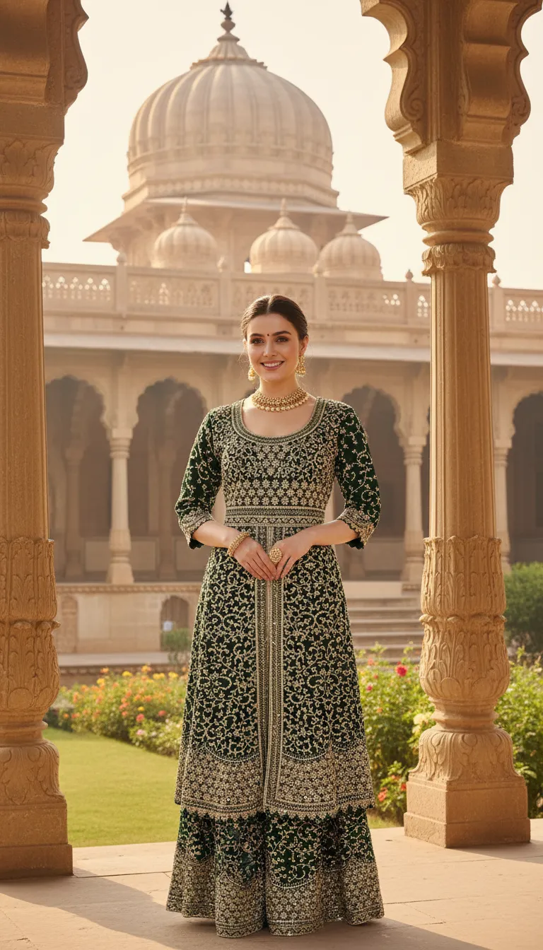 Embroidered Green Lehenga