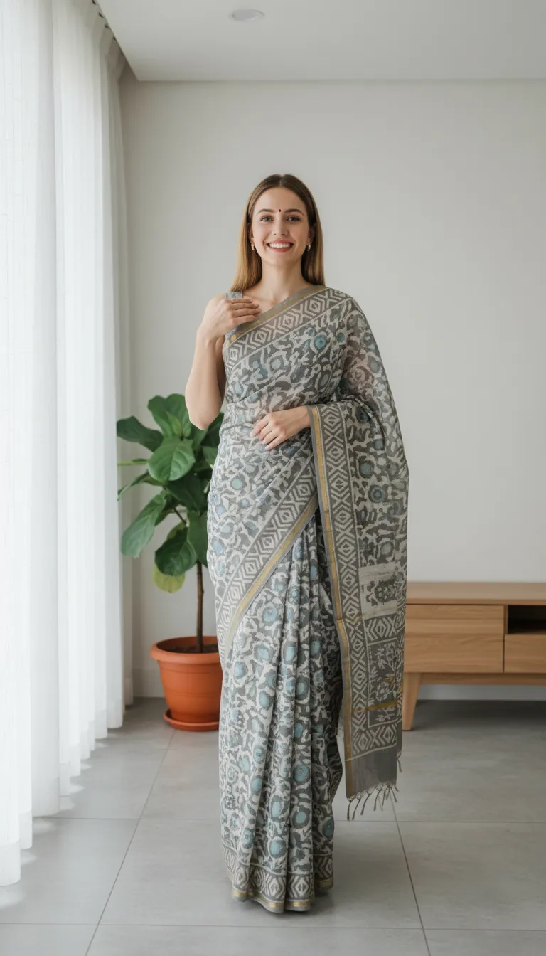 Karigari Chanderi With Zari Border Saree