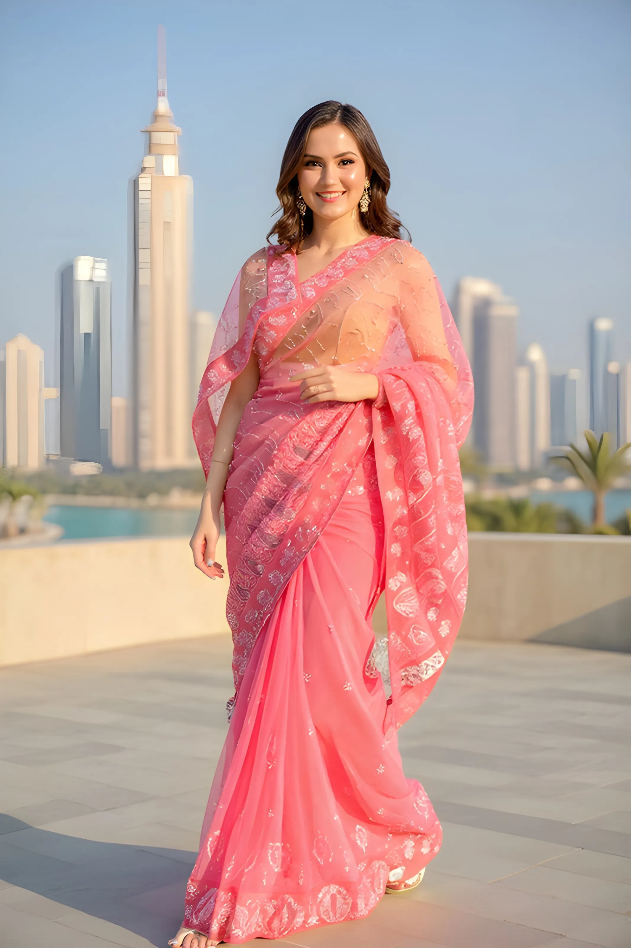 Pink Designer Saree