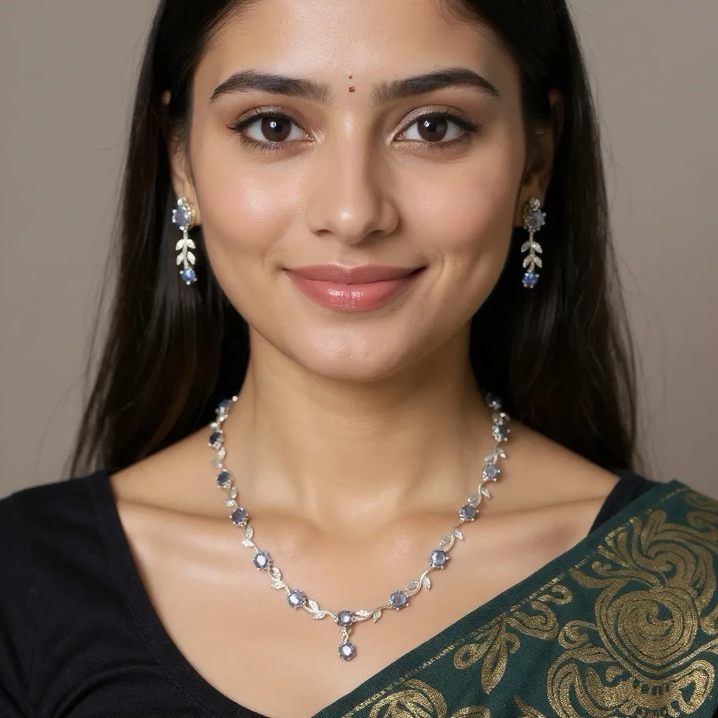 Sapphire and Diamond Necklace Set