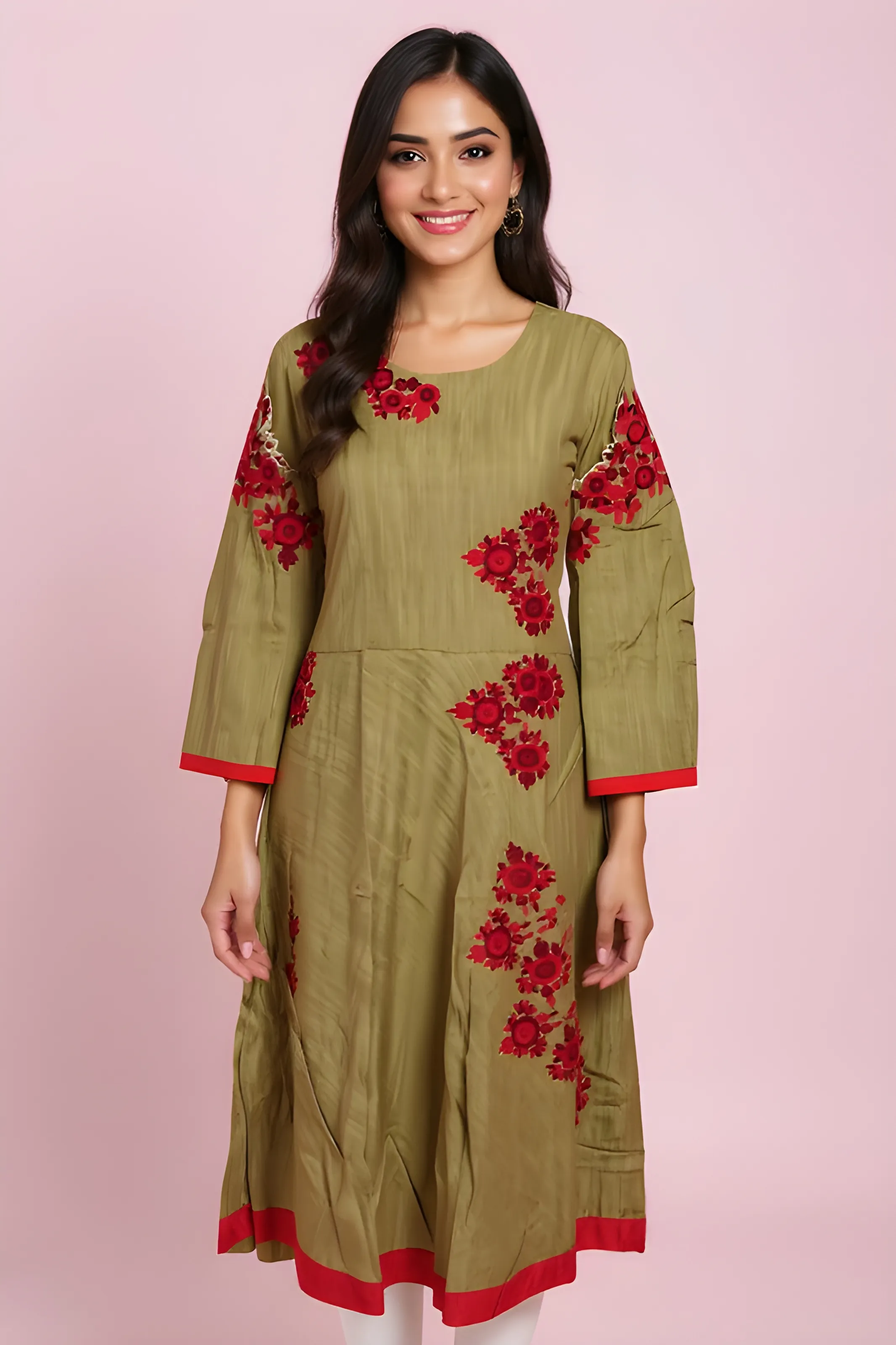 Embroidered Linen Kurti