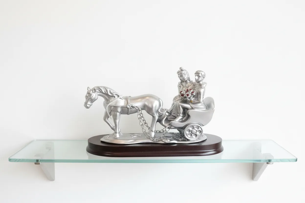 Silver Horse-Drawn Carriage Sculpture