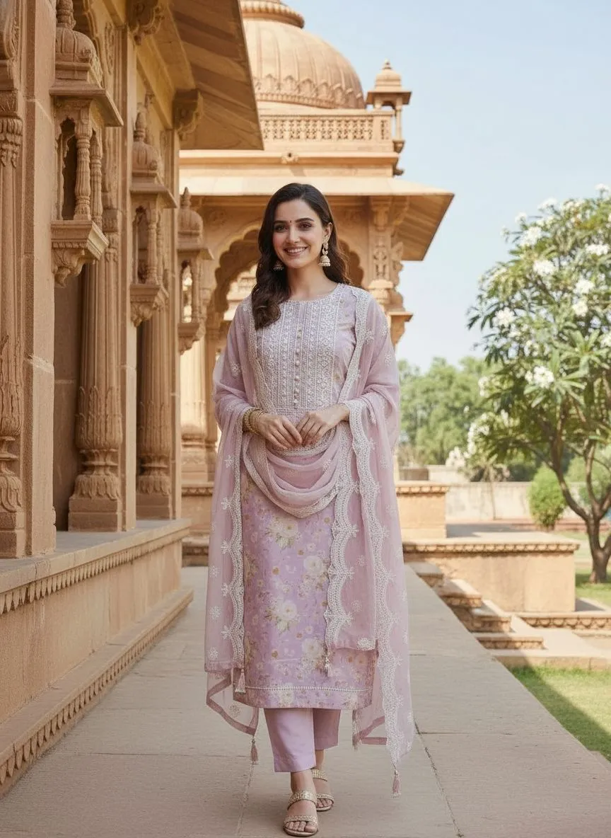 Embroidered Linen Suit