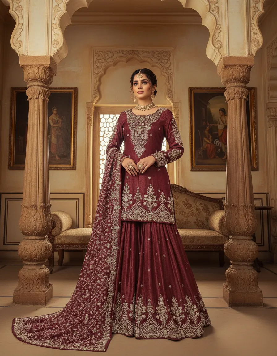 Embroidered Bridal Farshi Dress