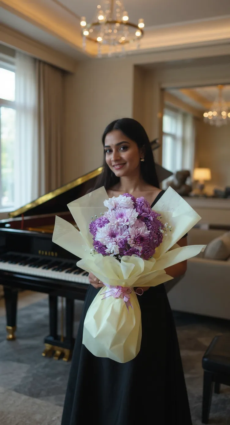 Hand-tied Purple and White Bouquet