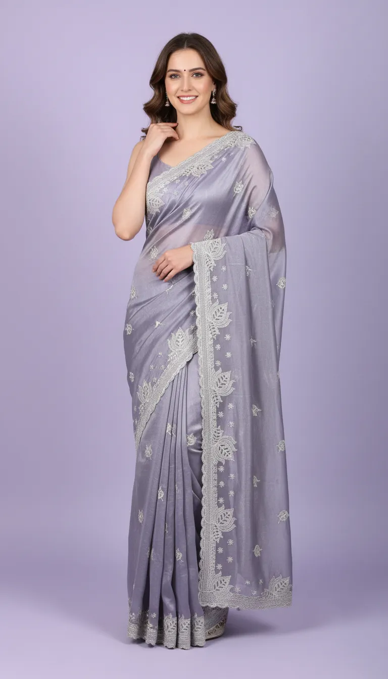 Embroidered Kapil Lavender Saree