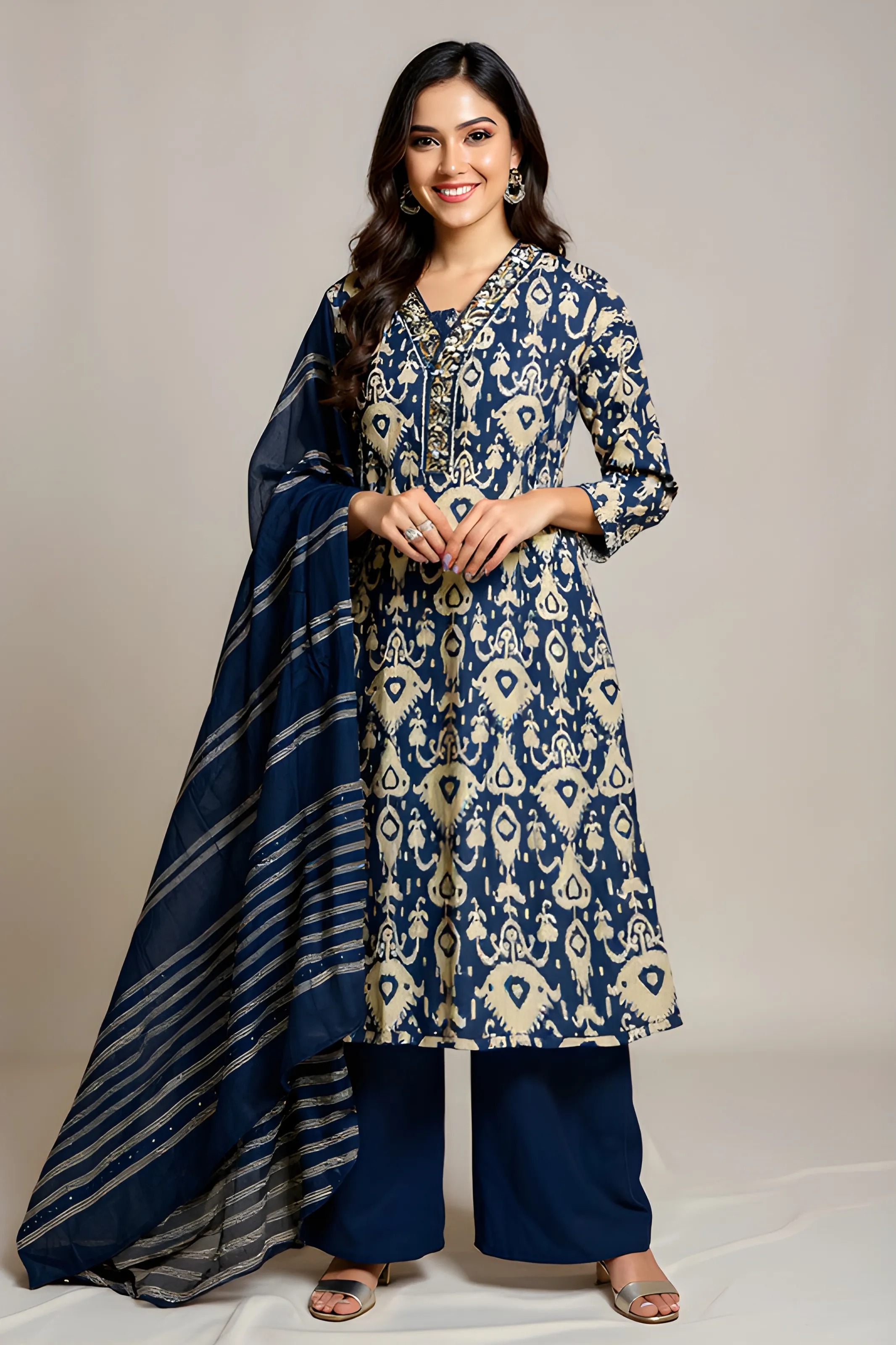 Ikat Ethnic Suit M TO XXL