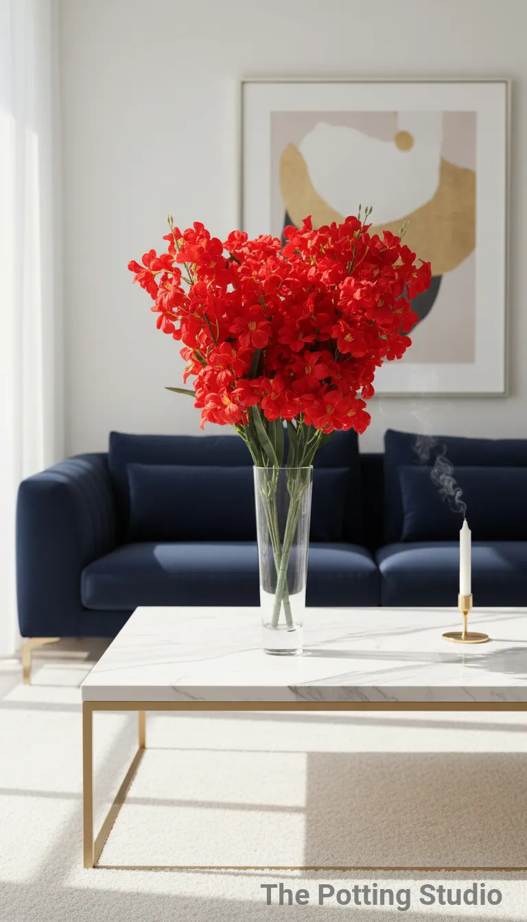 Artificial Red Flowers Set Of 2 Nos