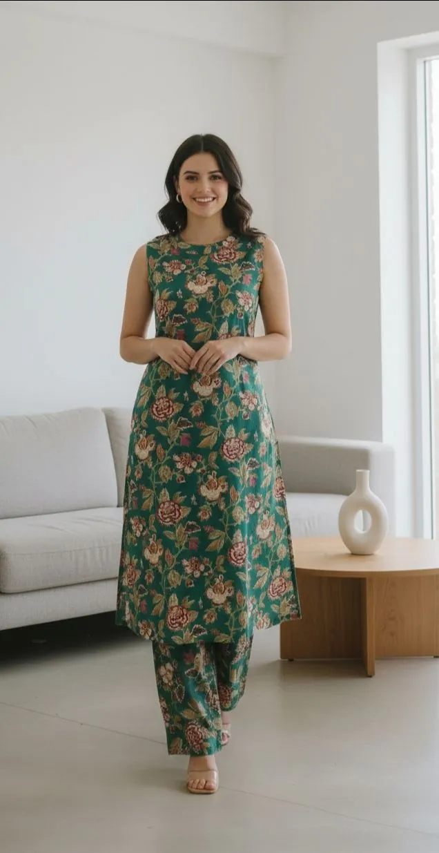 Floral Green Kurta Set