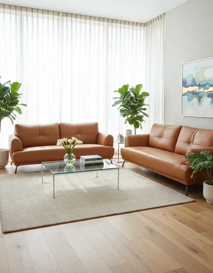 Luxury Tan Leather Sofa/IFC/SF/ZM913/Sandstone