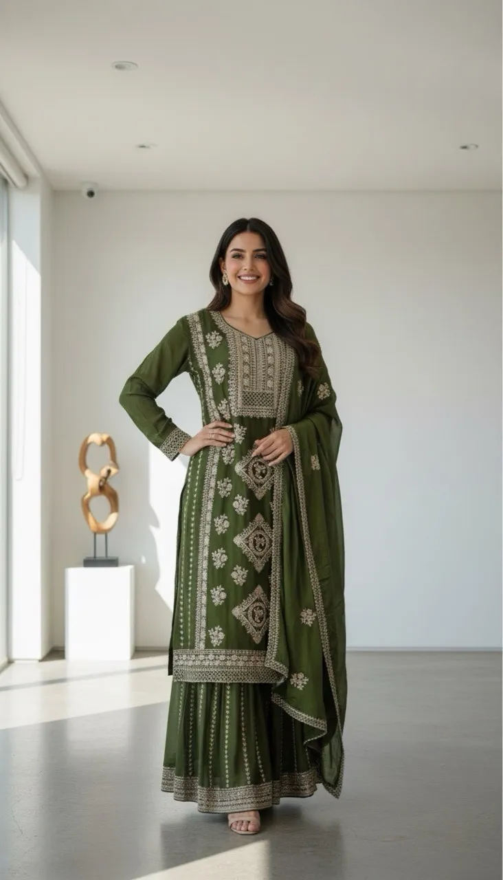 Embroidered Sharara Suit