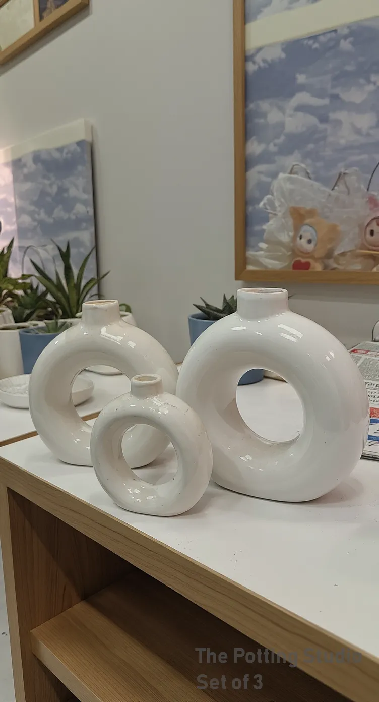 Ceramic Loop Vases  Set Of 3
